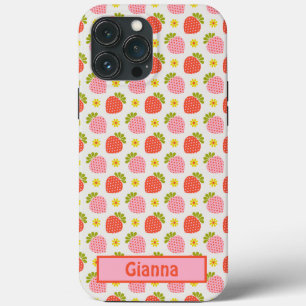 Customizable Retro Strawberry and Daisy iPhone 13 Pro Max Case