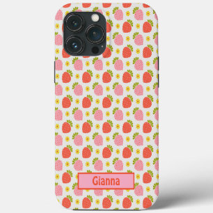 Customizable Retro Strawberry and Daisy iPhone 13 Pro Max Case