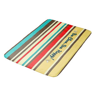 Customizable Retro Striped Bath Mat with Bees