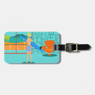 Customizable Retro Surfer Dude Luggage Tag