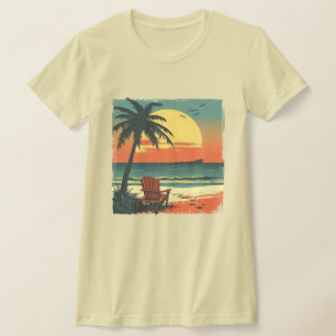 Customizable retro tropical palm tree sunset T-Shirt