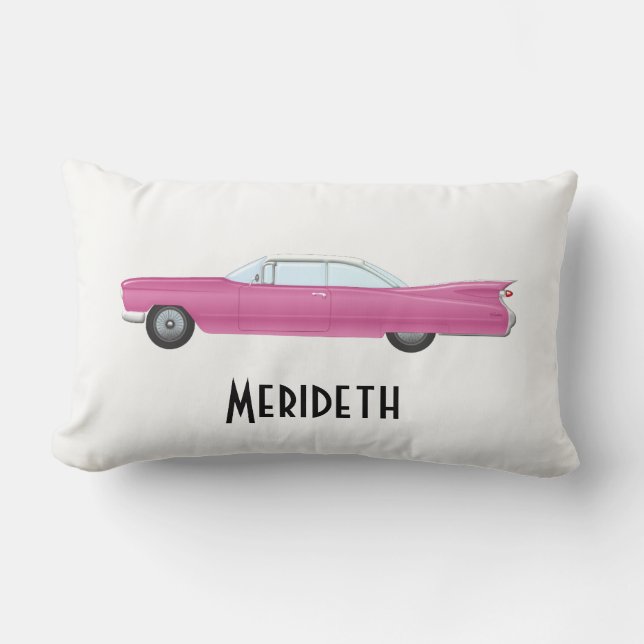 Customizable Retro Vintage Pink Car Lumbar Pillow (Front)