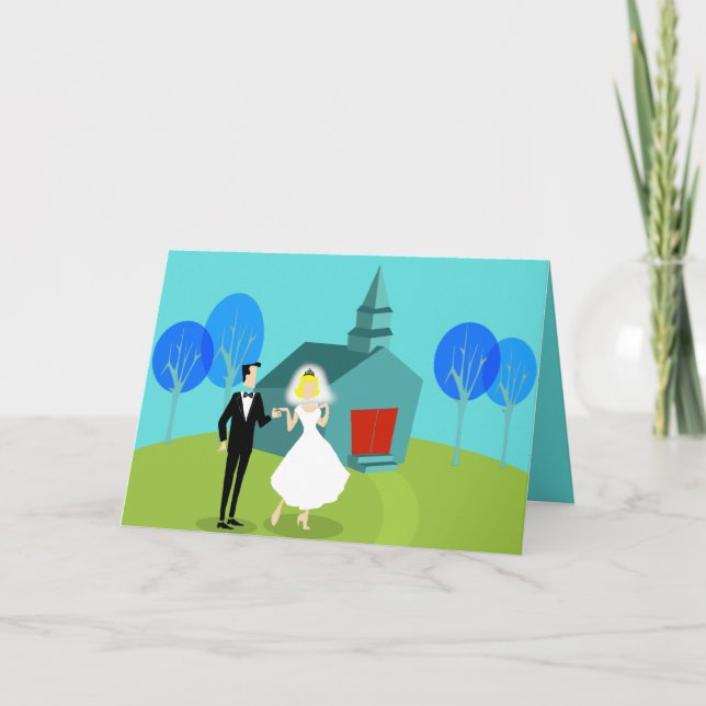 Customizable Retro Wedding Couple Greeting Card (Front)