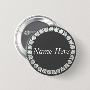 Customizable rhinestones grey 2 inch round button