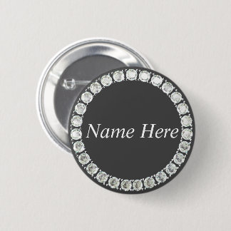 Customizable rhinestones grey 2 inch round button