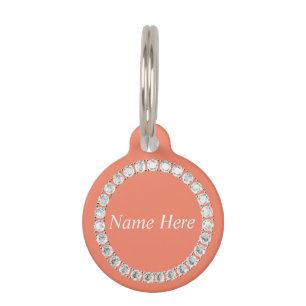 Customizable rhinestones orange pet ID tag