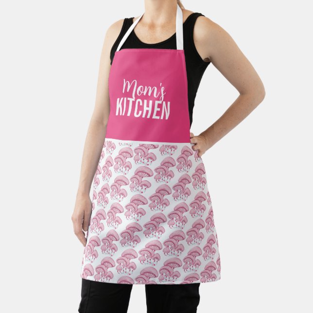 Customizable Rhodotus Pink Mushroom Kitchen Apron (Insitu)