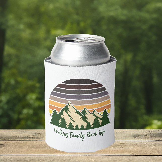 Customizable Road Trip Green Forest Nature Can Cooler (Creator Uploaded)