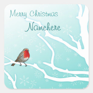 Customizable: Robin in a tree Square Sticker