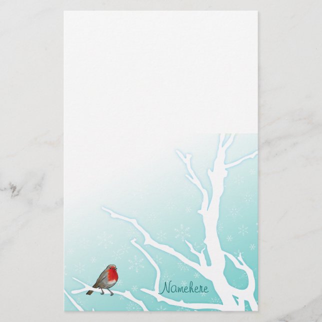 Customizable: Robin in a tree Stationery (Front)