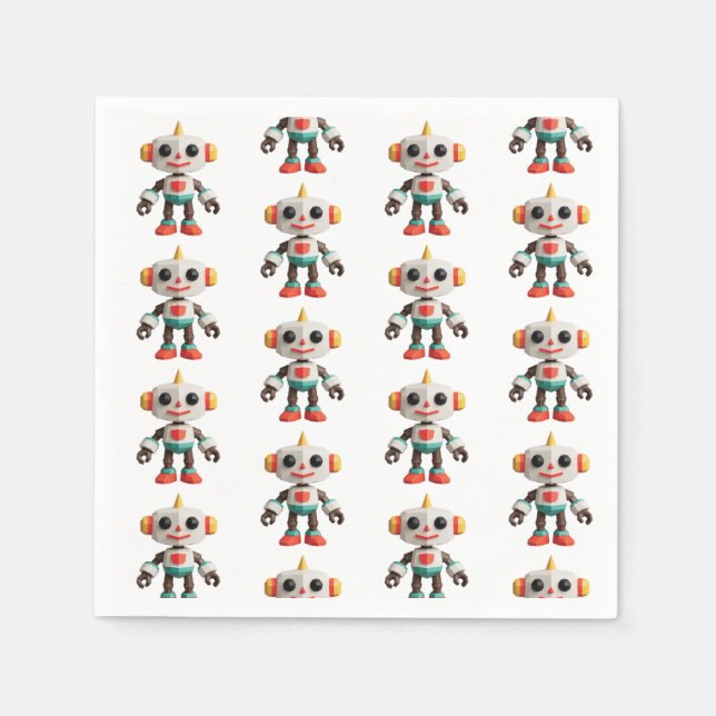 Customizable Robot Kids Napkin (Front)