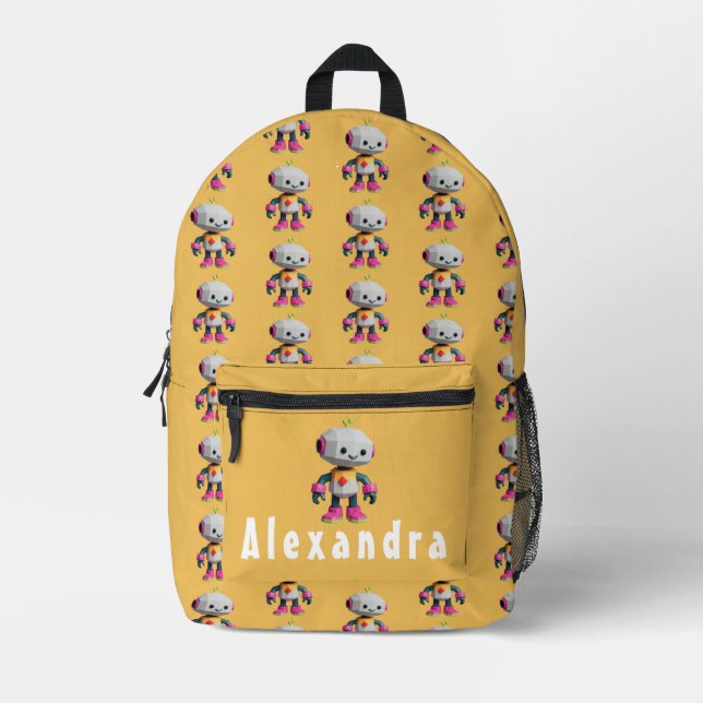 Customizable Robot Kids Printed Backpack (Front)