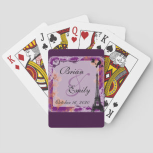 Customizable romanitc eiffel tower playing cards