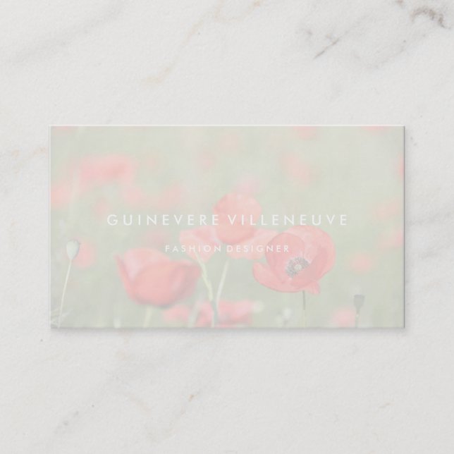 Customizable romantic poppy flowers business cards (Front)