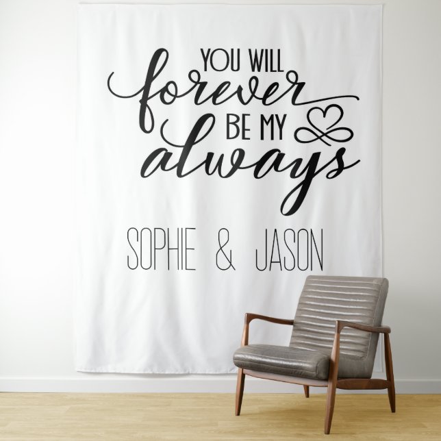 Customizable Romantic Quote Backdrop Tapestry (In Situ)