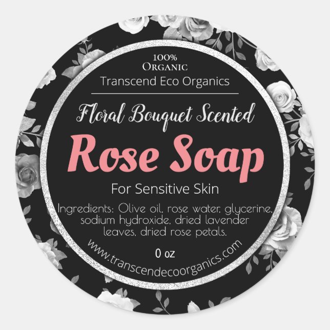 Customizable Rose Soap Label Handmade Business (Front)