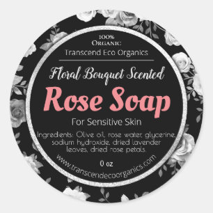 Customizable Rose Soap Label Handmade Business