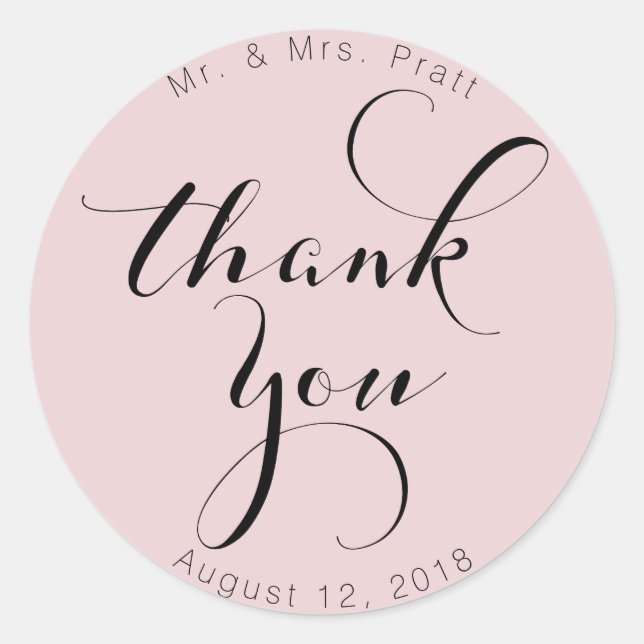 Customizable rose thank you stickers, round classic round sticker (Front)