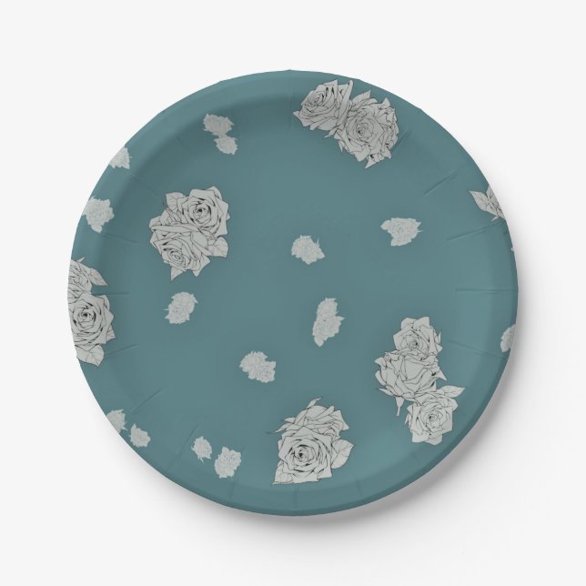 Customizable Roses Paper Plate (Front)