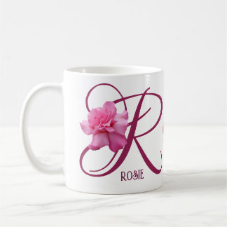 Customizable Rosie name pink rose flowers boho Coffee Mug