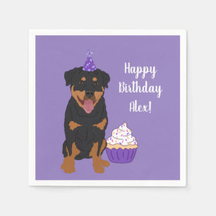 Customizable Rottweiler Birthday   Napkin