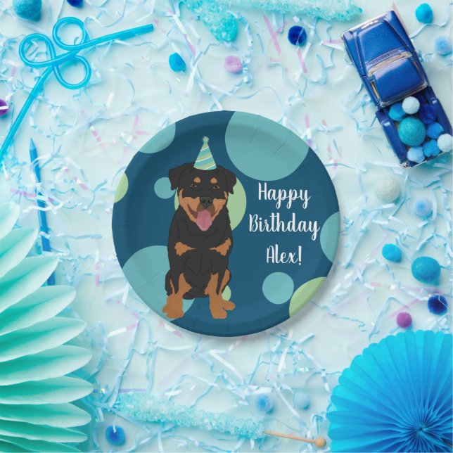 Customizable Rottweiler Birthday  Paper Plate (Party)