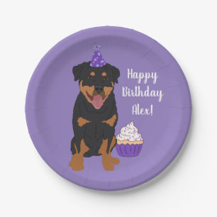 Customizable Rottweiler Birthday  Paper Plate