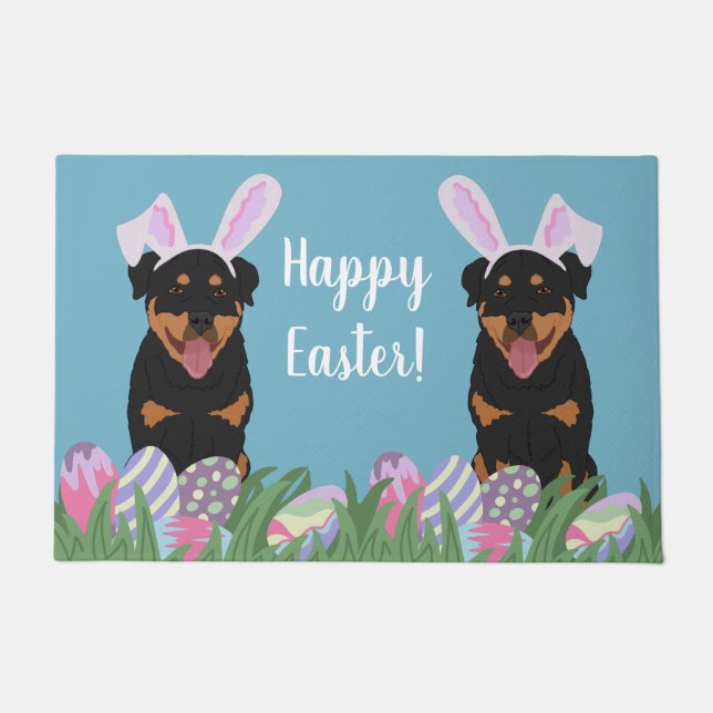 Customizable Rottweiler Easter   Doormat (Front)