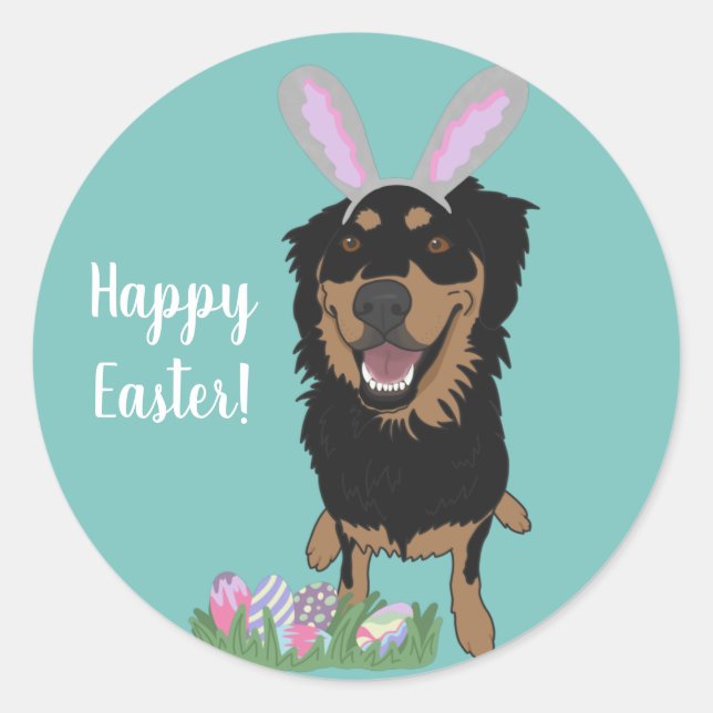 Customizable Rottweiler Mix Easter Classic Round Sticker (Front)