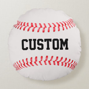 Customizable Round Baseball Throw Pillow