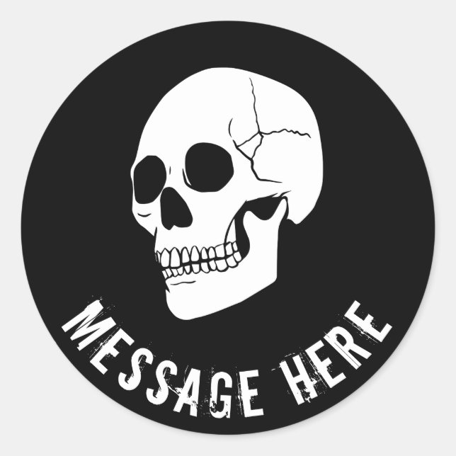 Customizable Round Skull Sticker Orange Background (Front)