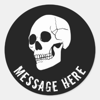 Customizable Round Skull Sticker Orange Background