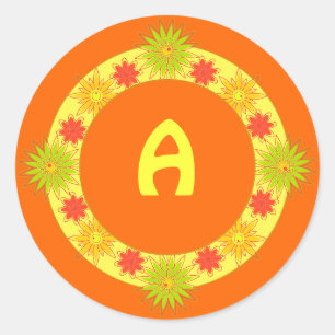 Customizable Round Stickers with Yellow Flowers