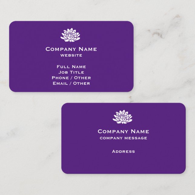 Customizable Royal Purple Business Card (Front/Back)