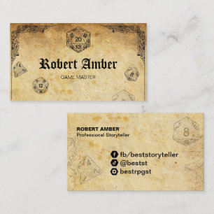 Customizable RPG Dice GM business card