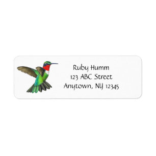 Customizable Ruby Throated Hummingbird Avery Label