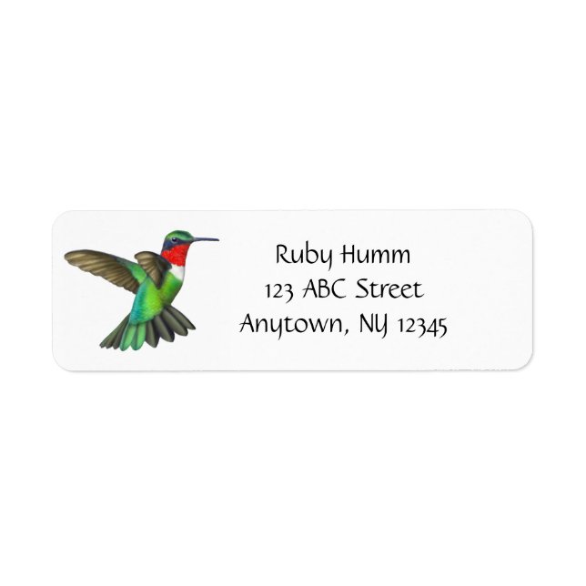 Customizable Ruby Throated Hummingbird Label (Front)