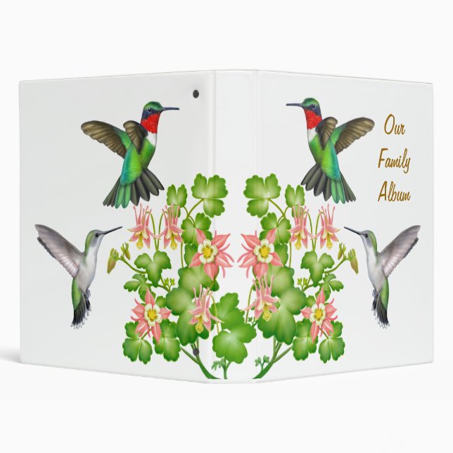Customizable Ruby Throated Hummingbirds Avery Binder (Background)