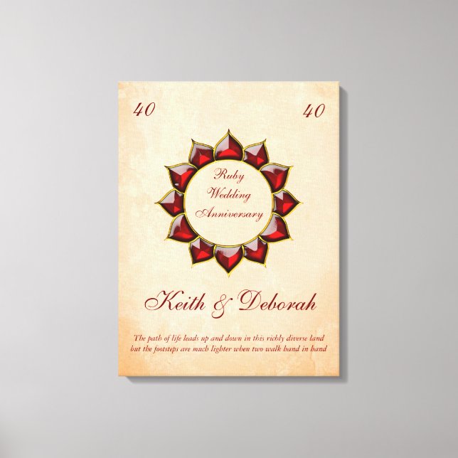 Customizable Ruby Wedding Anniversary Canvas Print (Front)