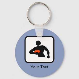 Customizable Rugby Player Logo Keychain
