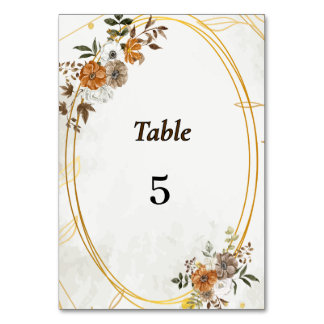 Customizable Rustic Boho Fall Table Number Card
