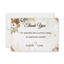 Customizable Rustic Boho Fall Thank You Card