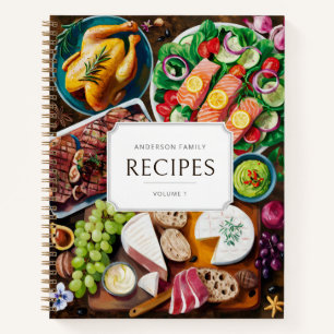 Customizable Rustic Classic Family Recipes Notebook