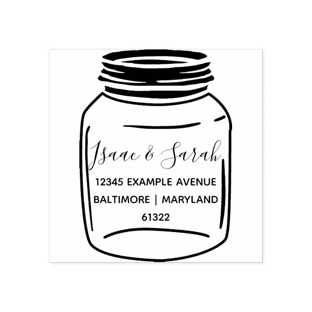 Customizable Rustic Mason Jar Return Address Rubber Stamp (Imprint)
