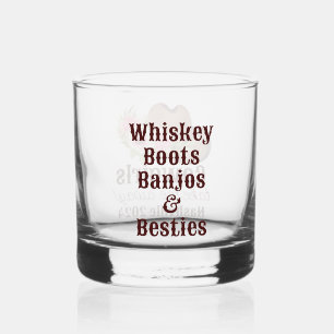 Customizable Rustic Pink Floral Cowgirl  Whiskey Glass