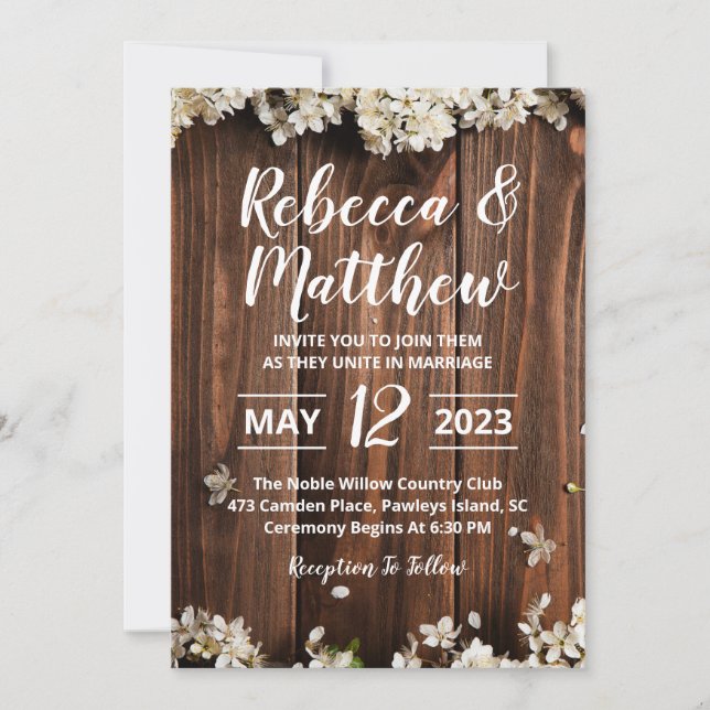 Customizable Rustic Wedding Invitation Cards (Front)
