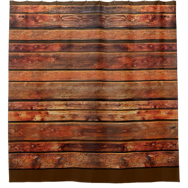 Customizable Rustic Wood Look Shower Curtain (Front)