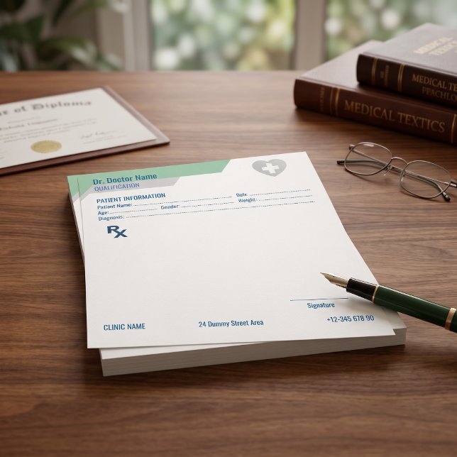 Customizable RX Pad for Doctors - Prescription Pad (Custom RX Pad for Doctors Editable Prescription
)