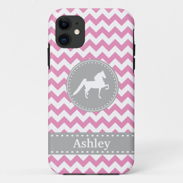Customizable Saddlebred Pink Chevron iPhone 5 Case (Back)