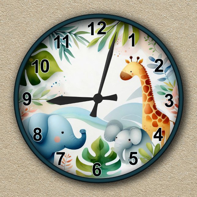 Customizable Safari Adventure for Kids Round Clock (Creator Uploaded)